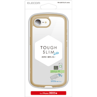エレコム iPhone 16e用TOUGH SLIM LITE ケース フレームカラー メタルステッカー付 カフェオレ PM-A25STSLFCBE