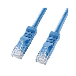 サンワサプライ L型カテゴリ5eより線LANケーブル(10m) ライトブルー KB-T5YL-10LB-イメージ1
