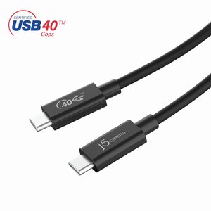 j5 create USB4 Gen3 USB-C to C フル機能ケーブル(0．8m) ブラック JUC28L08-イメージ1