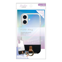 トリニティ iPhone 16用[FINO Ring] ストラップリング付き 背面クリアハイブリッドレザーケース ブラック AM-IP24M2-FIR-BK