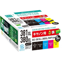 エコリカ エコリカ ECI-C381XL-5Pリサイクルインクカートリッジ 5色パック FCU4300-ECI-C381XL-5P
