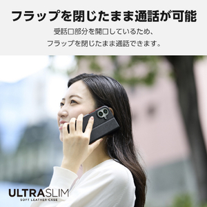 エレコム iPhone 16用ソフトレザーケース 薄型 磁石付 ブラック PM-A24APLFUBK-イメージ4