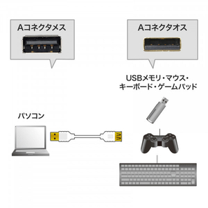 サンワサプライ 極細USB延長ケーブル(A-Aメス延長タイプ・2．5m) ホワイト KU-SLEN25WK-イメージ2