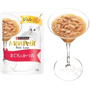 ネスレピュリナペットケア モンプチ プチリュクスパウチ ジュレ 2種のアソート 鮪と鰹&鮪と鰹のささみ添え 35g×8袋 FCD961M-12608098-イメージ2