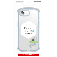 エレコム iPhone 16e用TOUGH SLIM LITE ケース フレームカラー メタルステッカー付 ライトブルー PM-A25STSLFCBU