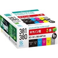 エコリカ キャノン用リサイクルインクカートリッジ 6色/BCI-381+380/6MP FCV1356-ECI-C381-6P