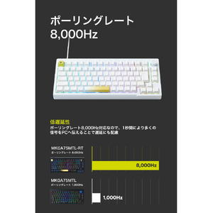 プリンストン プリンストン UPトリガー対応 CNCフルアルミ 75%ゲーミングキーボード ホワイト UP-MKGA75MTL-RT-J/W-イメージ9