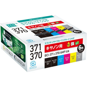 エコリカ キヤノン用リサイクルインク/BCI-371+370/6MP/6色パック FCV1683-ECI-C371-6P-イメージ1