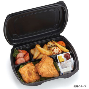 リスパック 弁当容器 バイオデリカ シェルBOX80-1 黒 リスパック 25枚 FCG773V-00647486-イメージ2
