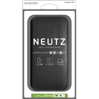 エレコム iPhone 16用NEUTZ ソフトレザーケース 磁石付 ブラック PM-A24APLFY2BK