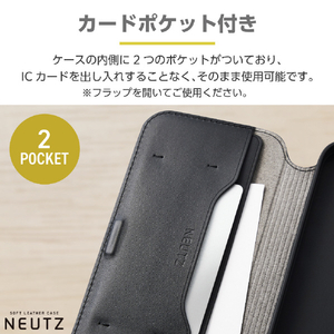 エレコム iPhone 16用NEUTZ ソフトレザーケース 磁石付 ブラック PM-A24APLFY2BK-イメージ4