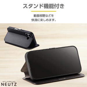 エレコム iPhone 16用NEUTZ ソフトレザーケース 磁石付 ブラック PM-A24APLFY2BK-イメージ5