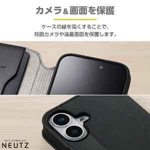 エレコム iPhone 16用NEUTZ ソフトレザーケース 磁石付 ブラック PM-A24APLFY2BK-イメージ6
