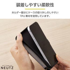 エレコム iPhone 16用NEUTZ ソフトレザーケース 磁石付 ブラック PM-A24APLFY2BK-イメージ8