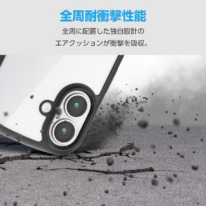エレコム iPhone17e/16e用 TOUGH SLIM LITE ケース フレームカラー 背面ガラス メタルステッカー付 ブラック PM-A25STSLFCGBK-イメージ3