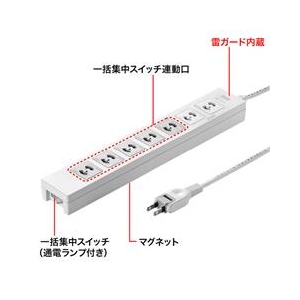 サンワサプライ 電源タップ(2P・7個口・5m) TAP-F27-5K-イメージ2