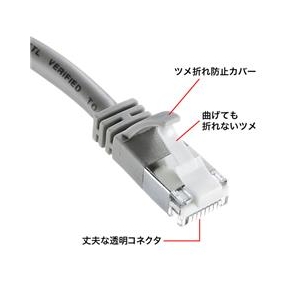 サンワサプライ ツメ折れ防止カテゴリ5eSTP LANケーブル（2m・ライトグレー） ライトグレー KB-STPTS-02-イメージ2