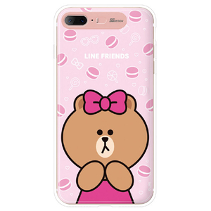 LINE FRIENDS iPhone 8 Plus/7 Plus用ケース LIGHT UP CASE チョコ マカロン KCL-LCH003-イメージ1