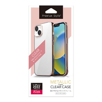 PGA iPhone 14用メタリックフレーム クリアケース ローズゴールド PG-22KTP10PK