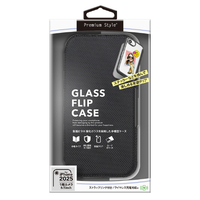 PGA iPhone 16e用ガラスフリップケース ナイロンメッシュ調 ブラック PG-25KGF03BK