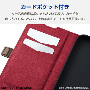 エレコム iPhone 16用ソフトレザーケース 磁石付 耐衝撃 ステッチ ブラック PM-A24APLFYBK-イメージ5