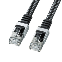 サンワサプライ カテゴリ6AメッシュフラットLANケーブル 0．5m ブラック&グレー KB-FL6AME-005BK