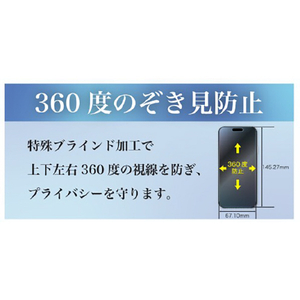 ノーザンブルー iPhone18 Pro 360°のぞき見防止ｶﾞﾗｽﾌｨﾙﾑ NB-IP18PGFNZ360-イメージ2