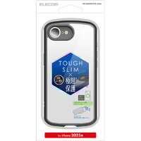 エレコム iPhone 16e用TOUGH SLIM LITE ケース フレームカラー 極限 メタルステッカー付 ブラック PM-A25STSLFCKBK