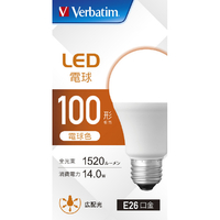 Verbatim LED電球 E26口金 全光束1520lm(14．0W一般電球・広配光タイプ) 電球色相当 LDA14L-G/LCV3