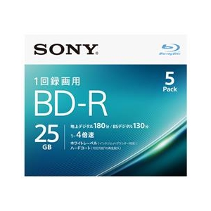 SONY 録画用25GB 1層 1-4倍速対応 BD-R追記型 ブルーレイディスク 5枚入り 5BNR1VJPS4-イメージ1