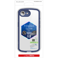 エレコム iPhone 16e用TOUGH SLIM LITE ケース フレームカラー 極限 メタルステッカー付 ネイビー PM-A25STSLFCKNV