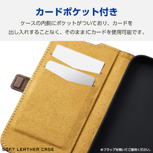 エレコム iPhone 16用ソフトレザーケース 磁石付 耐衝撃 ステッチ ネイビー PM-A24APLFYNV-イメージ5