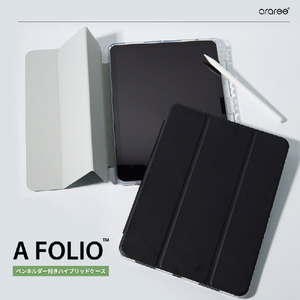 araree iPad Air(M3/M2/第5世代/4世代)用A FOLIO ペンホルダー付きハイブリッドケース ブラック AR27708-イメージ5