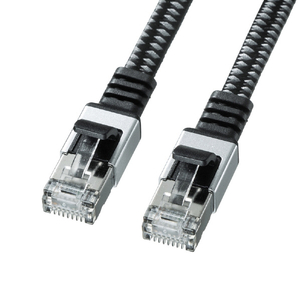 サンワサプライ カテゴリ6AメッシュフラットLANケーブル 2m ブラック&グレー KB-FL6AME-02BK-イメージ1