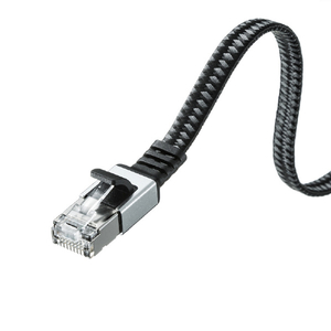 サンワサプライ カテゴリ6AメッシュフラットLANケーブル 2m ブラック&グレー KB-FL6AME-02BK-イメージ2