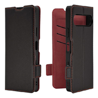 ラスタバナナ Xperia 10 VII用薄型手帳サイドマグネットケース ブラック＊レッド 9229XP107BSMBKR