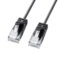 サンワサプライ カテゴリ6A極細LANケーブル(1m) ブラック KB-SL6A-01BK