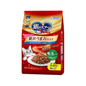 ユニ・チャーム 銀のスプーン 贅沢うまみ仕立て 毛玉ケア まぐろ・かつお・煮干し・白身魚・しらす味 1.2kg FCJ130J-イメージ1