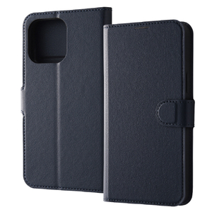 レイアウト iPhone 15 Pro Max用耐衝撃 手帳型レザーケース シンプル マグネット ダークネイビー RT-P44ELC1/DN-イメージ1