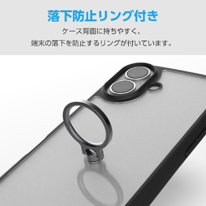 エレコム iPhone17e/16e用 TOUGH SLIM LITE ケース フレームカラー リング付 ブラック PM-A25STSLFCRBK-イメージ4