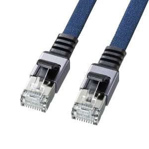 サンワサプライ カテゴリ6AメッシュフラットLANケーブル 1m ブルー KB-FL6AME-01BL-イメージ1