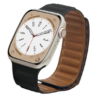 ラスタバナナ Apple Watch Ultra/Series 8/7/6/5/4/3/SE(第2世代)/SE [49/45/44/42mm]用マグネットレザーバンド ブラック RBAWM7448BK