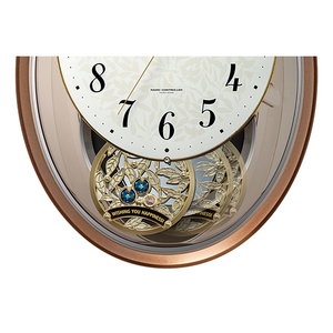 リズム スモールワールドエアルN 電波掛時計 茶メタリック色光沢仕上(白) 4MN555RH06-イメージ2