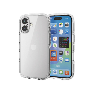 エレコム iPhone 16用TOUGH SLIM LITE ハイブリッドケース オールクリア クリア PM-A24ATSLACR-イメージ2