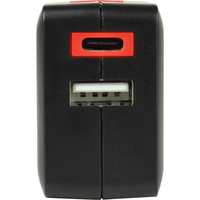 イツワ商事 PD20W対応 TYPE-C1ポート/USB1ポート AC充電器 コンパクトタイプ ブラックレッド MCAC2101BR
