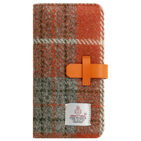 SLG Design iPhone XR用ケース Harris Tweed Diary オレンジ×グレー SD13716I61