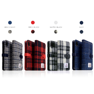 SLG Design iPhone XR用ケース Harris Tweed Diary グレー×ネイビー SD13717I61-イメージ13