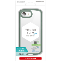 エレコム iPhone 16e用TOUGH SLIM LITE ケース フレームカラー シルキークリア メタルステッカー付 グリーン PM-A25STSLFCSGN
