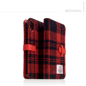 SLG Design iPhone XR用ケース Harris Tweed Diary レッド×ブラック SD13718I61-イメージ5