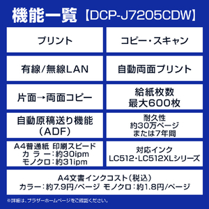 ブラザー A3対応インクジェット複合機 PRIVIO ホワイト DCP-J7205CDW-イメージ4